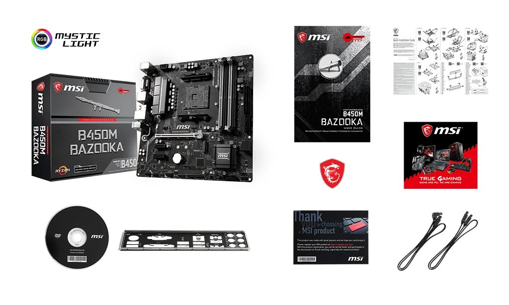 MSI B360M BAZOOKA box content