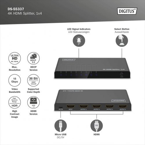 Видео сплитер Digitus DS-55337 (снимка 5)