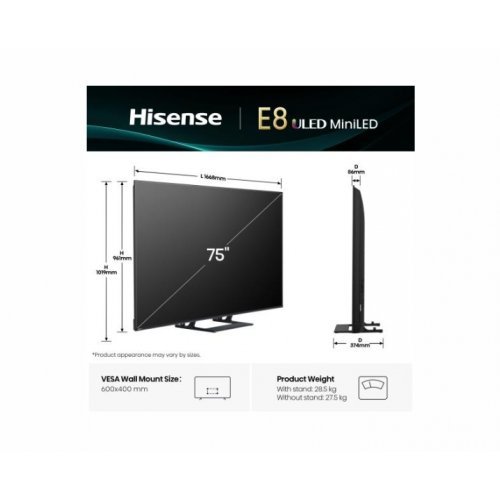 Телевизор Hisense 75E8Q (снимка 2)