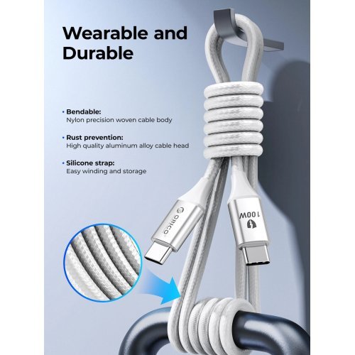 USB кабел Orico CDX-100CC-WH-BP (снимка 9)