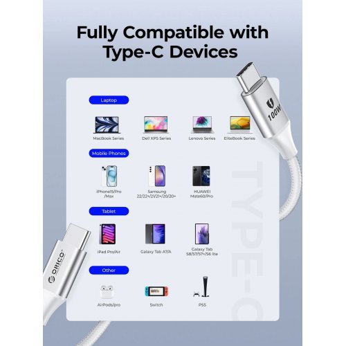 USB кабел Orico CDX-100CC-BK-BP (снимка 9)