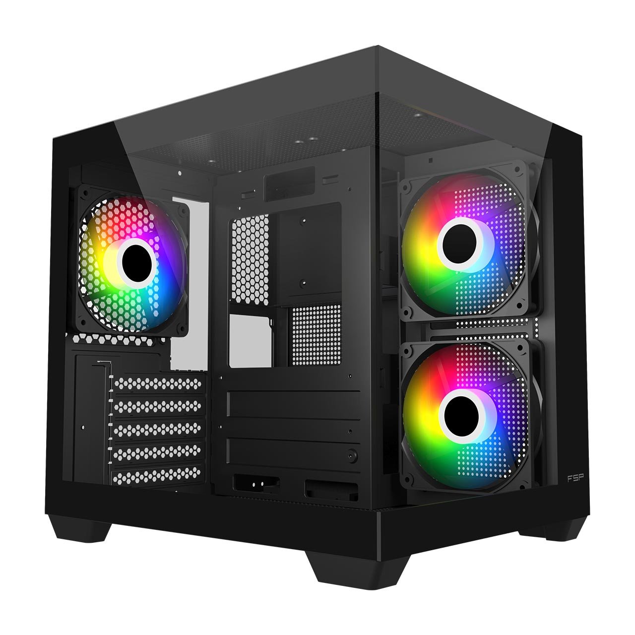 Fortron Компютърна кутия FORTRON S140-BA MATX MID TOWER, 120mm ARGB fans x 3