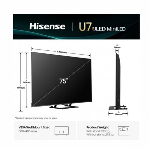 Телевизор Hisense 75U7Q (снимка 2)