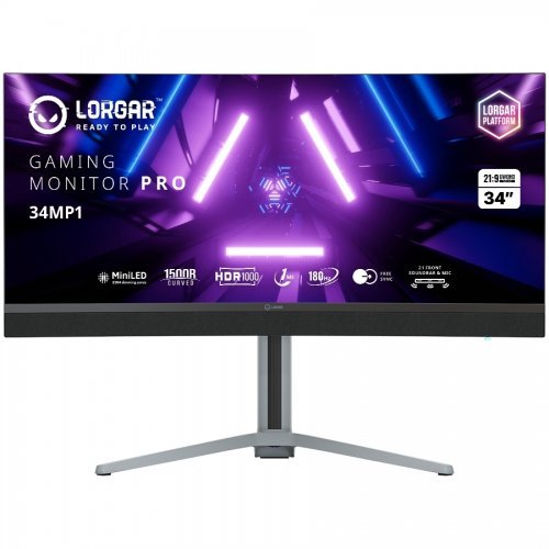 Монитор LORGAR LRG-34MP1W180C-GY (снимка 1)