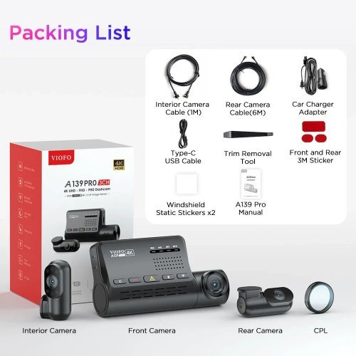 Видеорегистратор VIOFO VIOFO-A139-PRO-3CH (снимка 21)