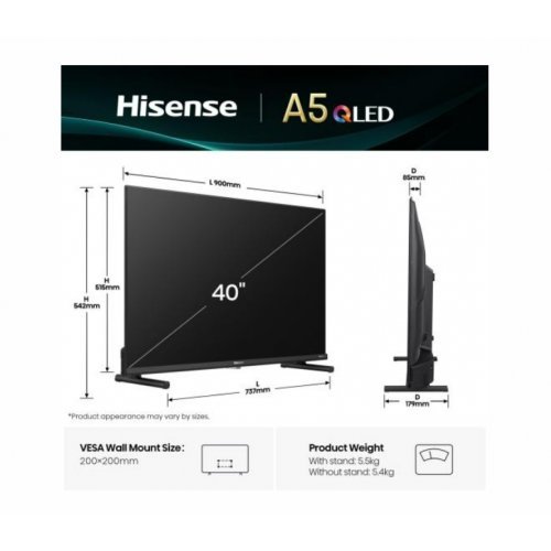 Телевизор Hisense 40A5Q (снимка 2)