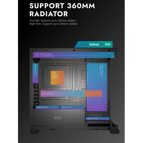 Компютърна кутия Darkflash DS900M-6F-BK (снимка 10)