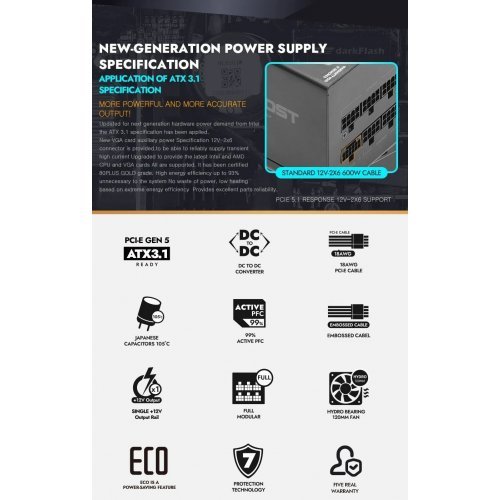 Захранващ блок Darkflash PMT1250-A3 (снимка 8)