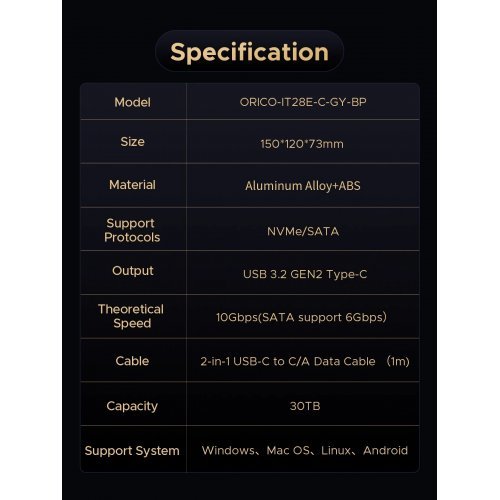 NAS устройство Orico ORICO-IT28E-C-EU-GY-BP (снимка 14)