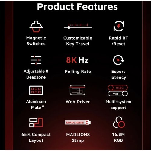 Клавиатура MadLions MAD-60-HE-V2-FS-MS-WH (снимка 3)