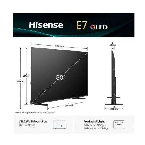 Телевизор Hisense 50E7Q (снимка 2)