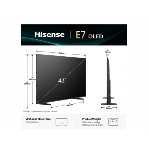 Телевизор Hisense 43E7Q (снимка 2)