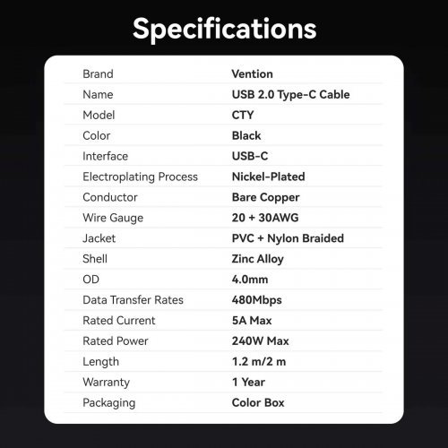 USB кабел Vention CTYBAV (снимка 12)