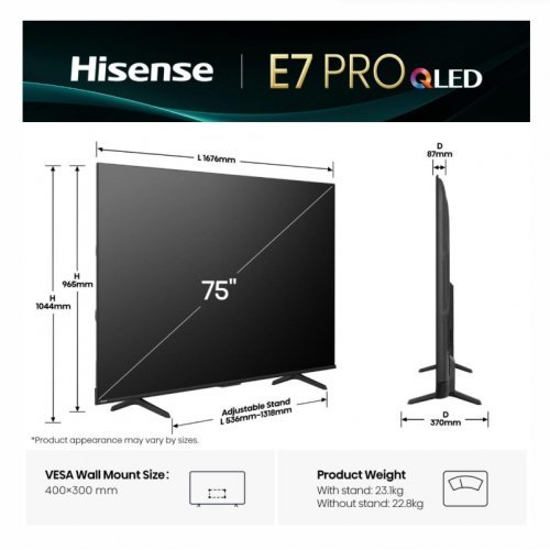 Телевизор Hisense 75E7Q_PRO (снимка 2)