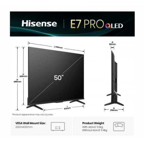 Телевизор Hisense 50E7Q_PRO (снимка 2)
