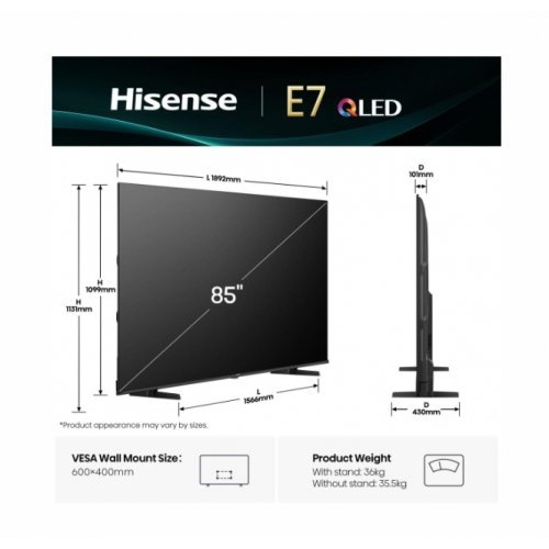 Телевизор Hisense 85E7Q (снимка 2)