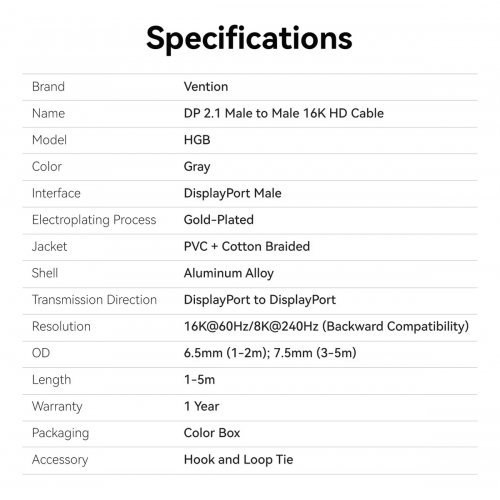 Видео кабел Vention HGBHF (снимка 11)