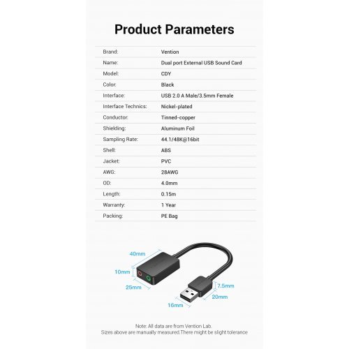 Звукова карта Vention CDYB0 (снимка 13)