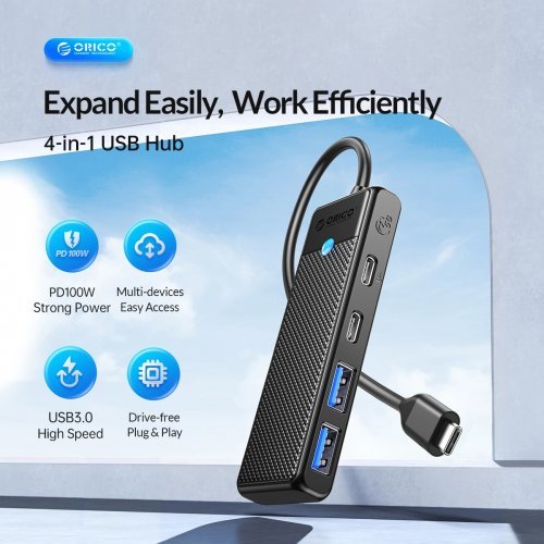 USB хъб Orico PAPW2AC-C3-05-BK-EP (снимка 5)