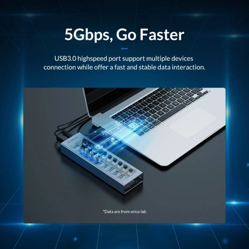 USB хъб Orico AT2U3-7AB-EU-GY-BP (снимка 5)