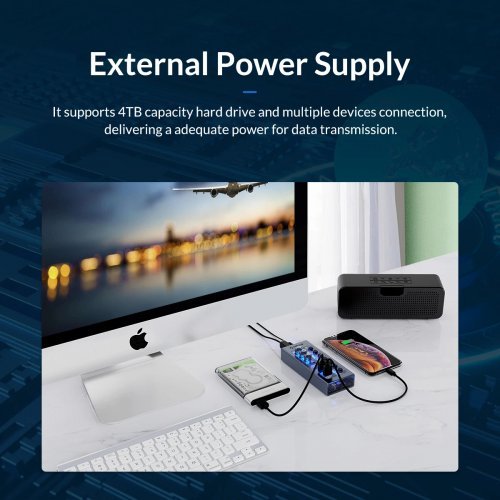 USB хъб Orico AT2U3-7AB-EU-GY-BP (снимка 11)