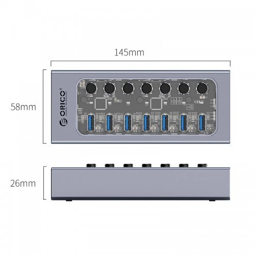 USB хъб Orico AT2U3-7AB-EU-GY-BP (снимка 16)