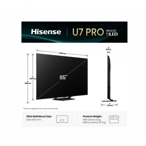 Телевизор Hisense 85U7Q_PRO (снимка 2)
