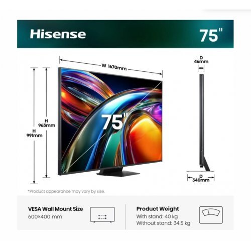 Телевизор Hisense 75UR9S (снимка 2)