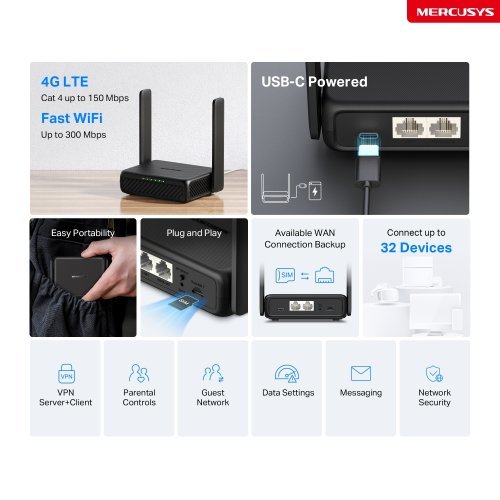 Безжичен рутер Mercusys MB113-4G (снимка 3)