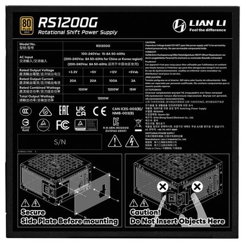 Захранващ блок Lian-Li G9P.RS1200G.BH00.EU (снимка 4)