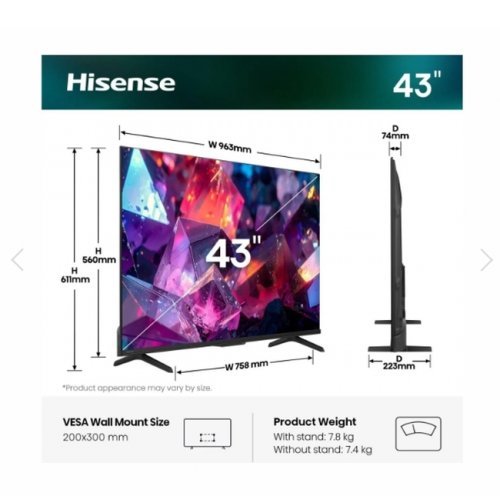 Телевизор Hisense 43E7S_PRO (снимка 2)