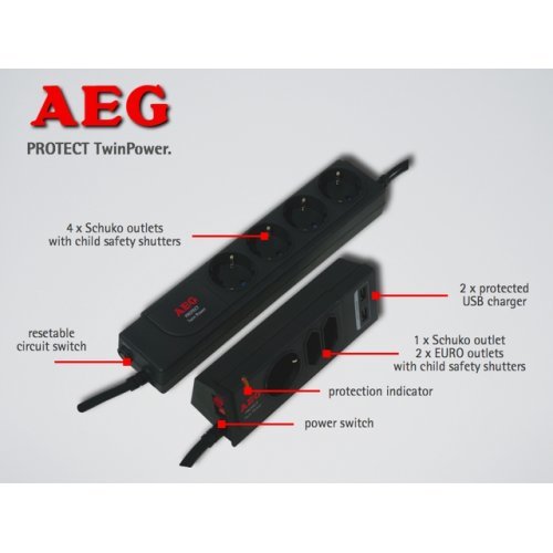 Разклонители и защити > AEG Protect TwinPower AG-6000007749 (снимка 2)