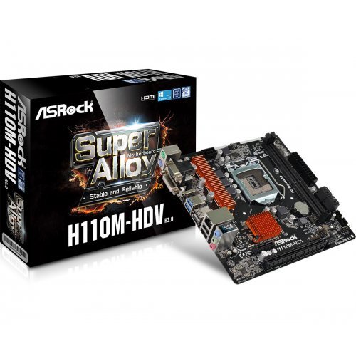 Дънна платка ASRock H110M-HDV R 3.0 H110M-HDV_R3.0_3Y (снимка 1)