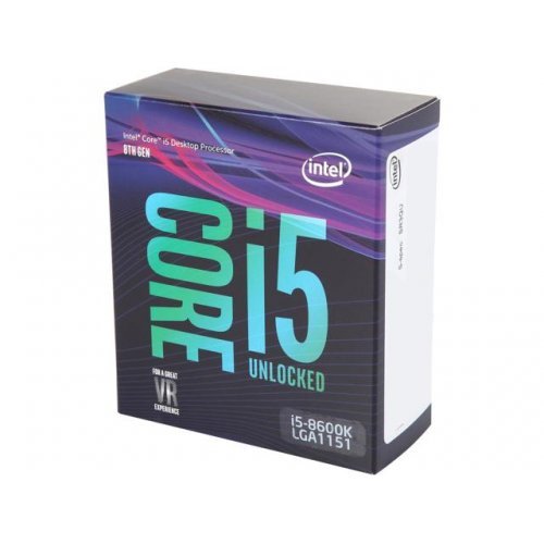 Процесор Intel Coffee Lake Core i5-8600K (6c/6t), LGA1151 (300 Series), Box,  no Cooler, Intel UHD Graphics 630, 3.6- 4.3GHz, 9MB L3 Cashe, TDP 95W, 14nm