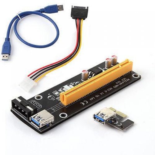 I/O модул Estillo Riser Card 6 Pin, PCI-Е x 1 към PCI-Е x16, USB 3.0 PCIE-RISER-CARD (снимка 1)