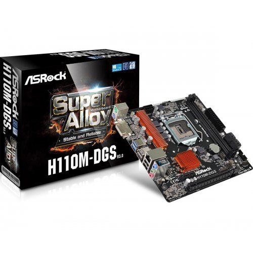 Дънна платка ASRock H110M-DGS R3.0 H110M-DGS_R3.0_3Y (снимка 1)