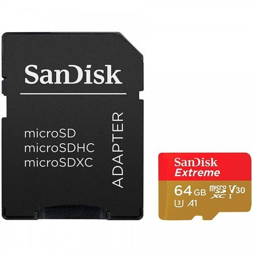 Флаш карта SanDisk Extreme + Rescue Pro Deluxe SDSQXAH-064G-GN6MA (снимка 1)