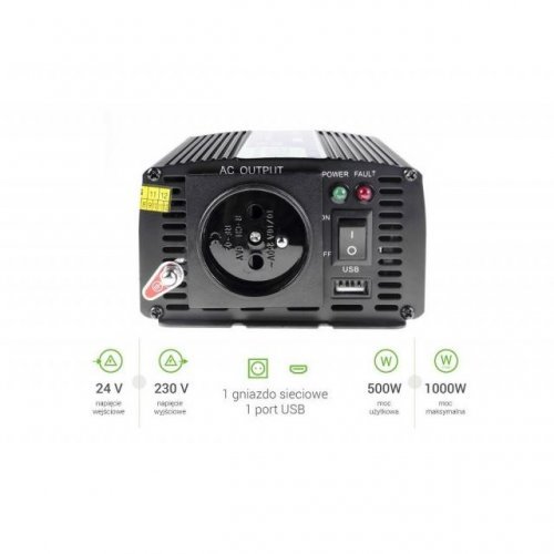 Инвертор GREEN CELL GC-INVERT-24V-500W-INV04 (снимка 3)