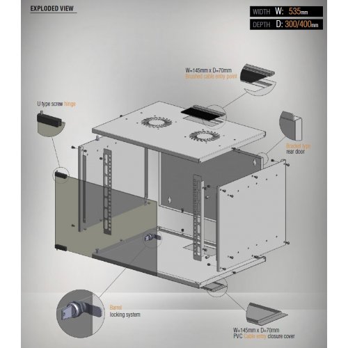 Комуникационен шкаф MIRSAN MR.SOH12U40MN.01 (снимка 5)