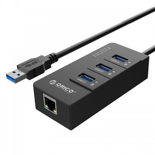 USB хъб с Gb LAN Orico HR01-U3 HR01-U3-V1-BK-BP  (снимка 1)