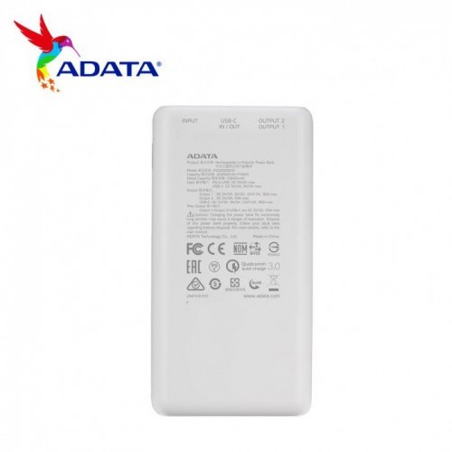 Мобилна батерия Adata P20000QCD White AP20000QCD-DGT-CWH (снимка 2)