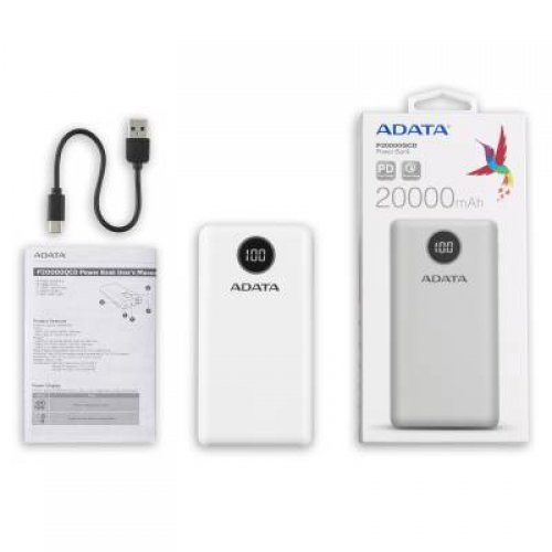 Мобилна батерия Adata P20000QCD White AP20000QCD-DGT-CWH (снимка 4)