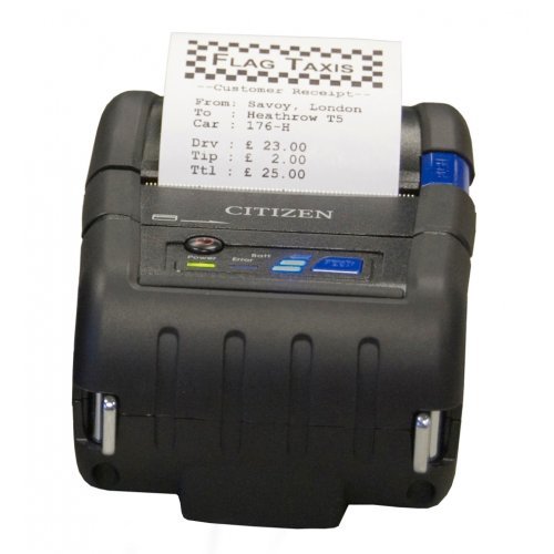 POS принтер Citizen Label Mobile printer CMP-20II Direct thermal Print Speed 80mm/s, Print Width(max.) 48mm/ Media Width 58mm/Roll Size 48mm, Resol.203dpi/Print Sizes 2"/Interf.RS-232 /mini DIN/USB mini B/Wireless LAN/Battery Li-Ion/7.4 volt/1800mAh(24h) IP42/Black (снимка 1)