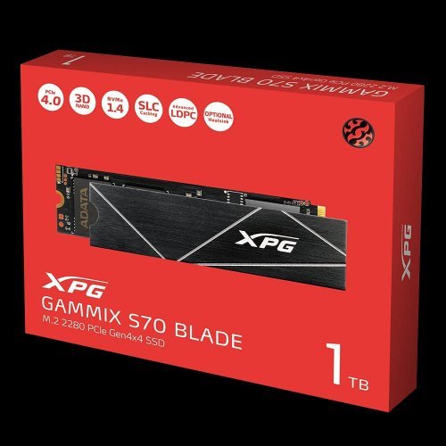 Външен диск Adata 1TB XPG Gammix S70 Blade, SSD M2 PCIe Gen 4 x4 2280, NVMe 1.4, 3D NAND, Read/Write Speed: 7400/ 5500 MB/s (снимка 1)