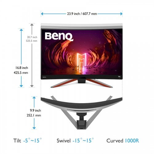 Монитор BenQ MOBIUZ 2K EX2710R 9H.LK9LB.QBE (снимка 7)