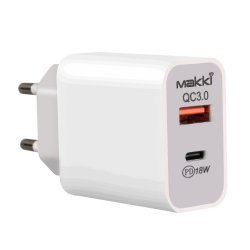 Зарядно устройство Makki Makki бързо зарядно Fast Charger Wall - QC3.0 MAKKI-PQ18W-WH