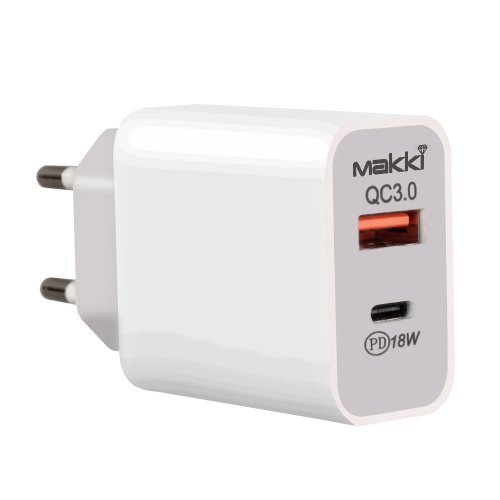Зарядно устройство Makki Makki бързо зарядно Fast Charger Wall - QC3.0 MAKKI-PQ18W-WH (снимка 1)