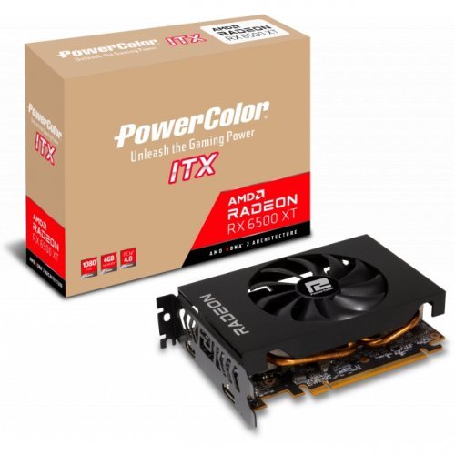 Видео карта PowerColor Radeon RX 6500 XT ITX 4GB GDDR6 AXRX 6500 XT 4GBD6-DH (снимка 1)