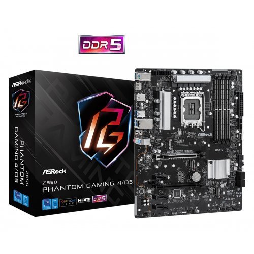 Дънна платка ASRock Z690 Phantom Gaming 4/D5 90-MXBI60-A0UAYZ (снимка 1)