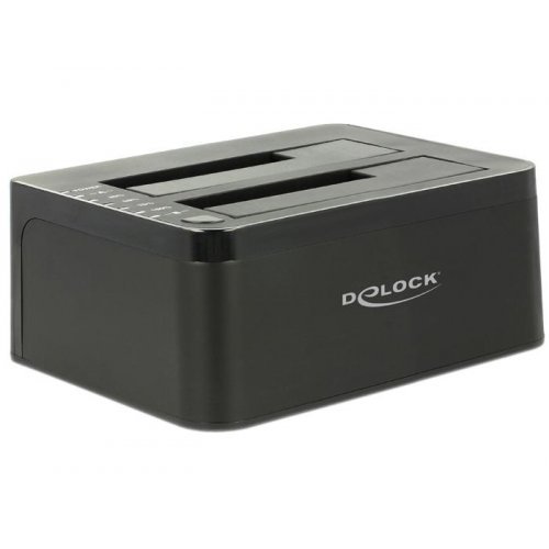 Кутия за диск Външна докинг станция Delock 62661, за 2.5"/3.5" HDD/SSD, USB 3.0, Функция за клониране на дискове, Черен (снимка 1)